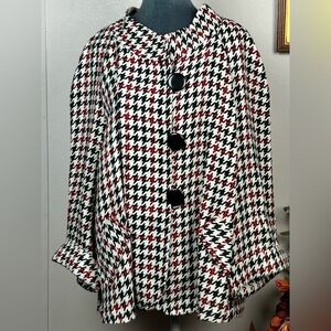 Cato Houndstooth Coat with Big Black Button Accent 22-24 With